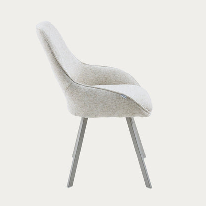 ALAGI Beige Fabric Chair with Metal Legs