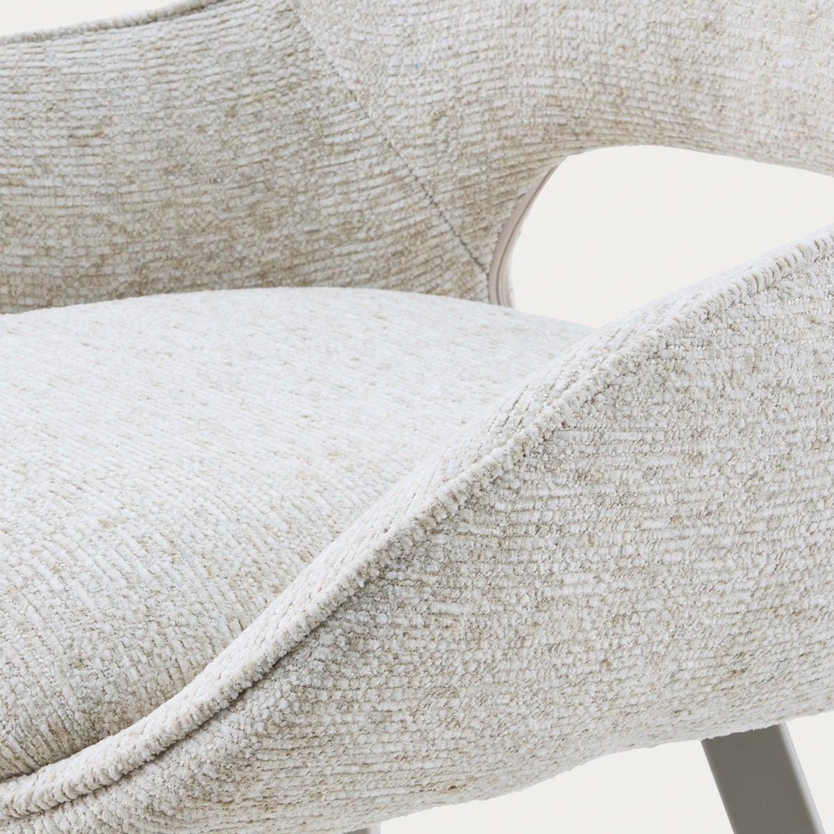 ALAGI Beige Fabric Chair with Metal Legs