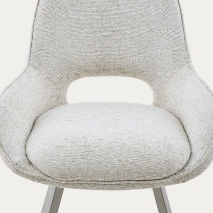 ALAGI Beige Fabric Chair with Metal Legs