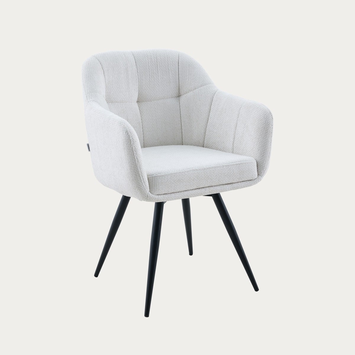 COMODO Chair in Ecru Fabric with Swivel and Metal Frame