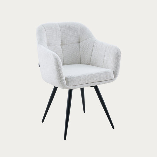 COMODO Chair in Ecru Fabric with Swivel and Metal Frame