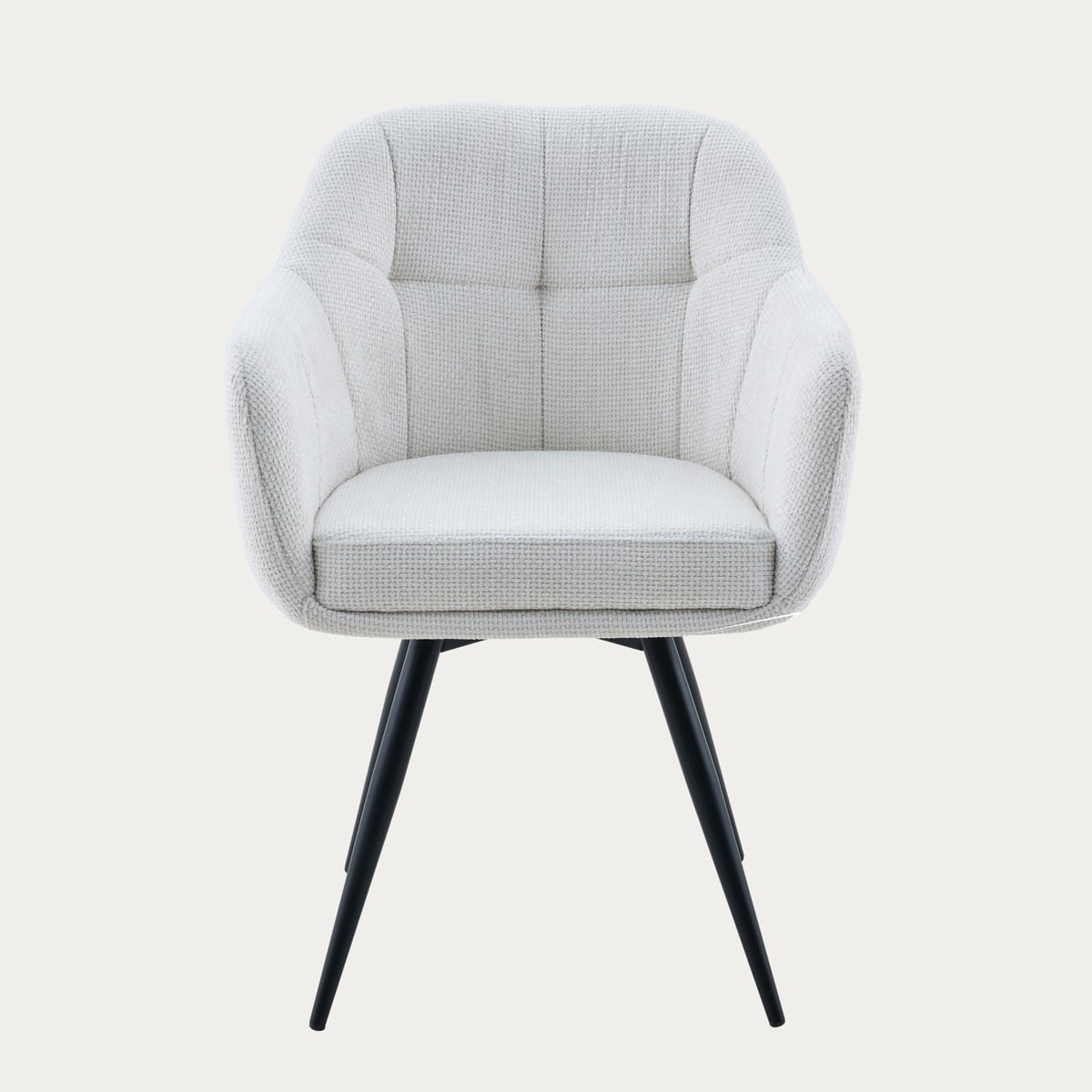 COMODO Chair in Ecru Fabric with Swivel and Metal Frame