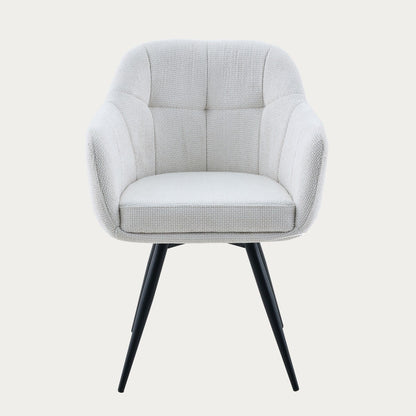 COMODO Chair in Ecru Fabric with Swivel and Metal Frame