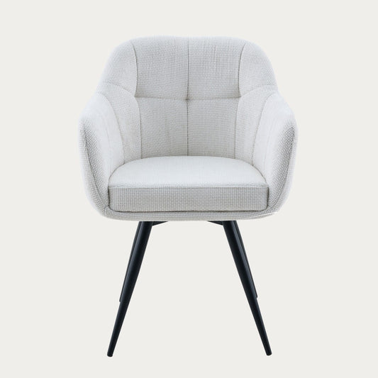 COMODO Chair in Ecru Fabric with Swivel and Metal Frame