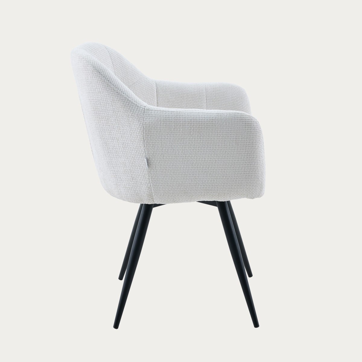 COMODO Chair in Ecru Fabric with Swivel and Metal Frame