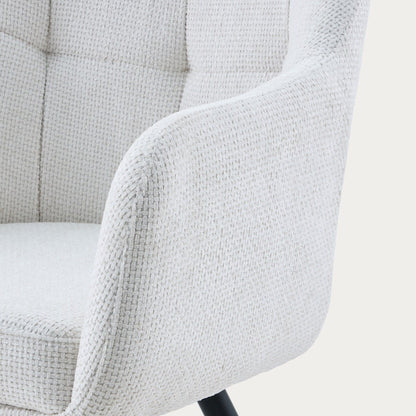 COMODO Chair in Ecru Fabric with Swivel and Metal Frame