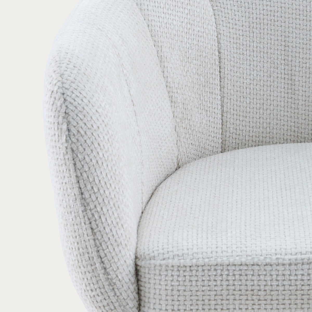 COMODO Chair in Ecru Fabric with Swivel and Metal Frame