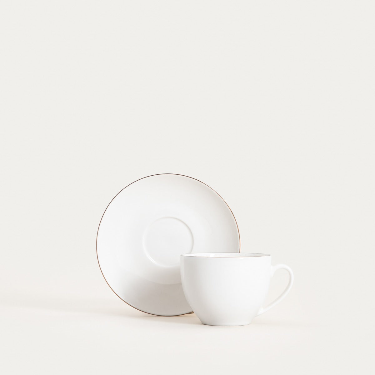 AUROO Ceramic Cup and Saucer with Gold Rim 0.25L
