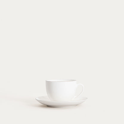 AUROO Ceramic Cup and Saucer with Gold Rim 0.25L
