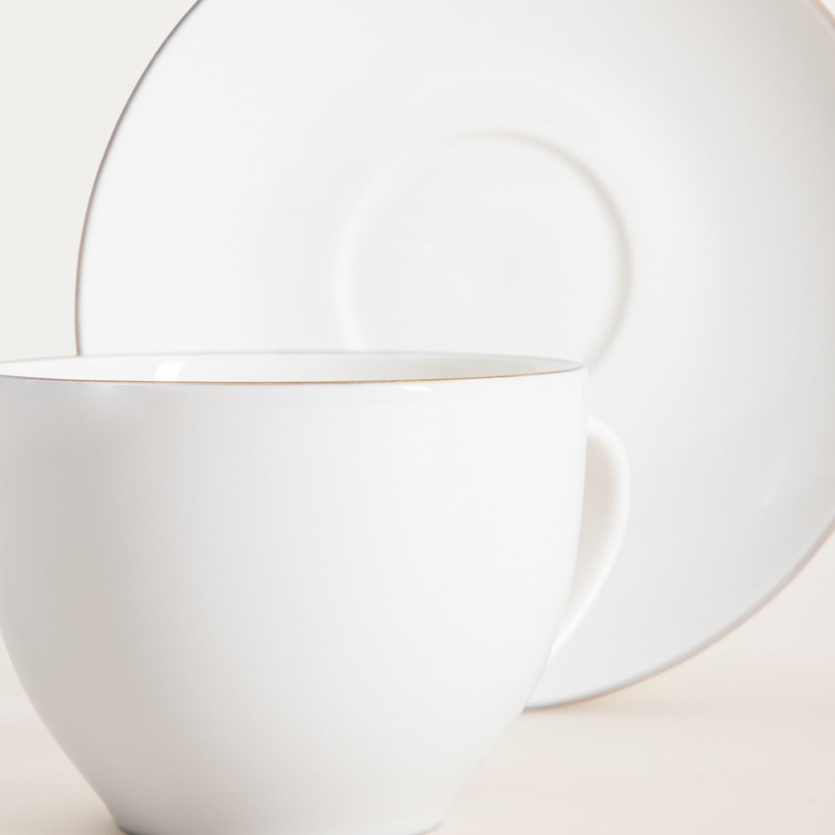 AUROO Ceramic Cup and Saucer with Gold Rim 0.25L