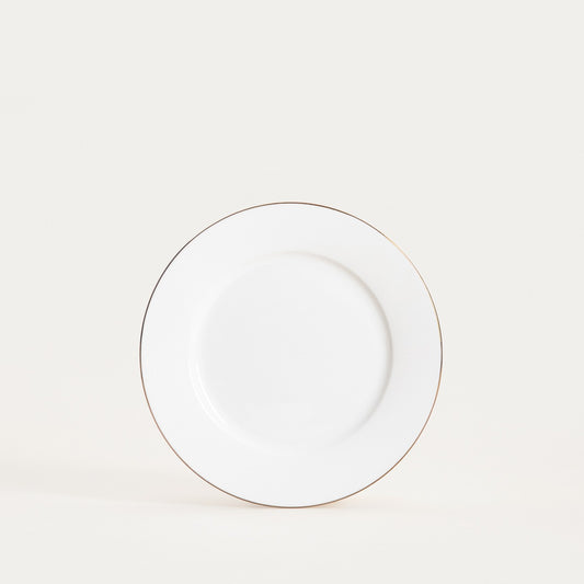 AUROO Dessert Plate with Gold Rim - 19 cm Porcelain