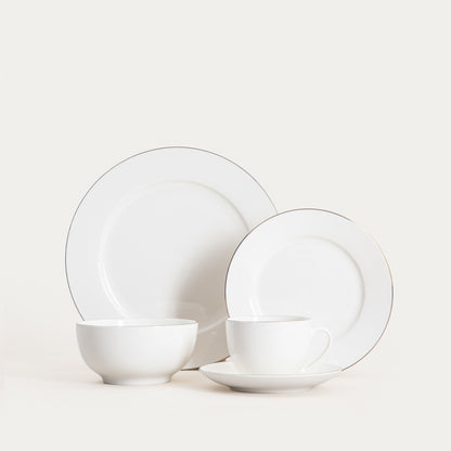 AUROO Dessert Plate with Gold Rim - 19 cm Porcelain