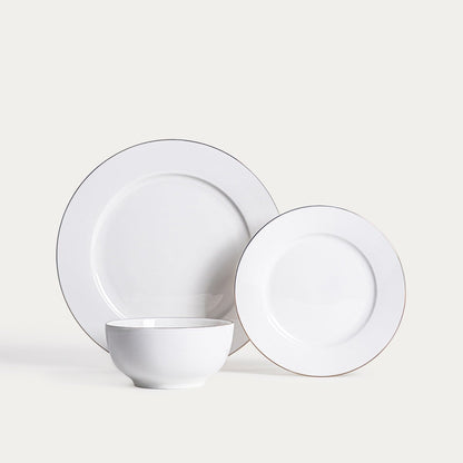 Set of plates AUROO 18-Piece Porcelain Plate Set with Gold Rim