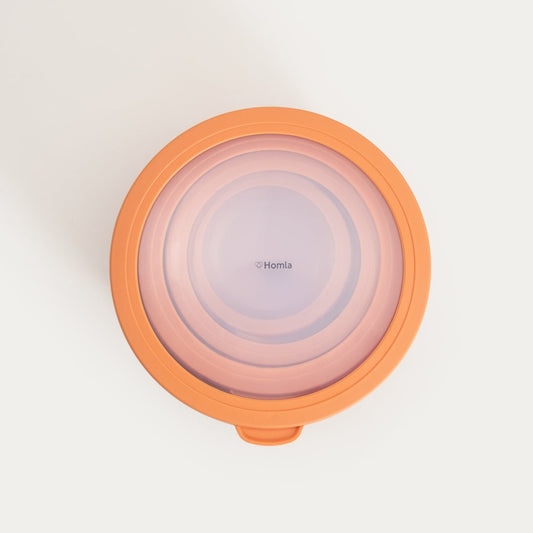 KERMA Orange Bowls with Lids Set of 4 - Plastic Food Containers