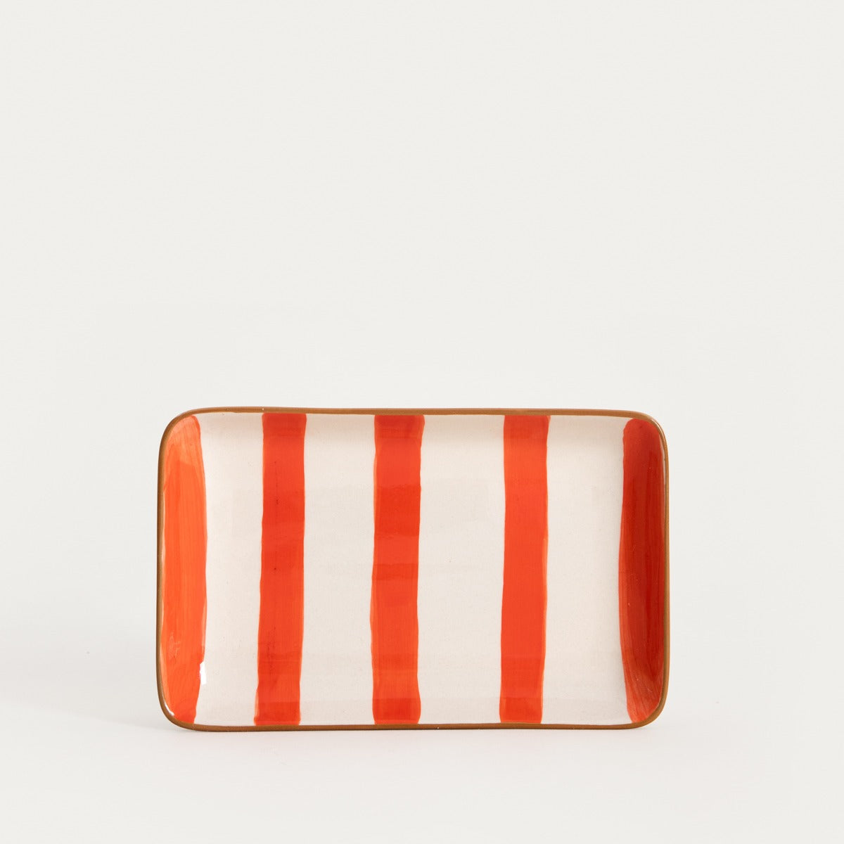 TORRIT Orange Stripes Stoneware Plate 19x12 cm