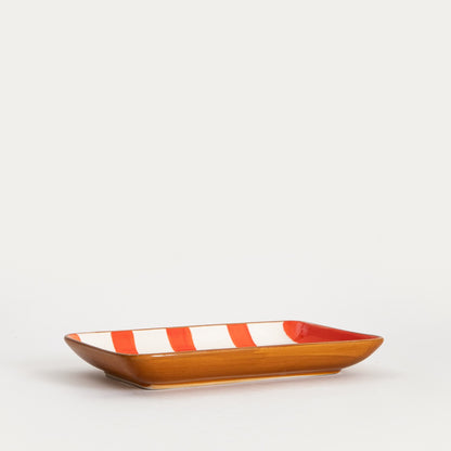 TORRIT Orange Stripes Stoneware Plate 19x12 cm