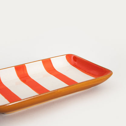 TORRIT Orange Stripes Stoneware Plate 19x12 cm