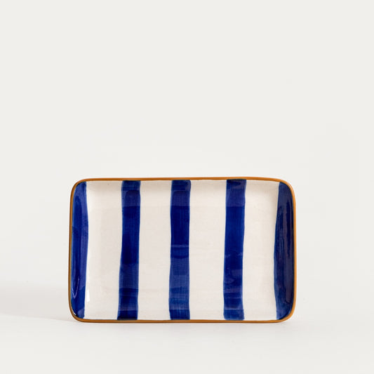 Torrit Navy Blue Striped Plate 19x12 cm