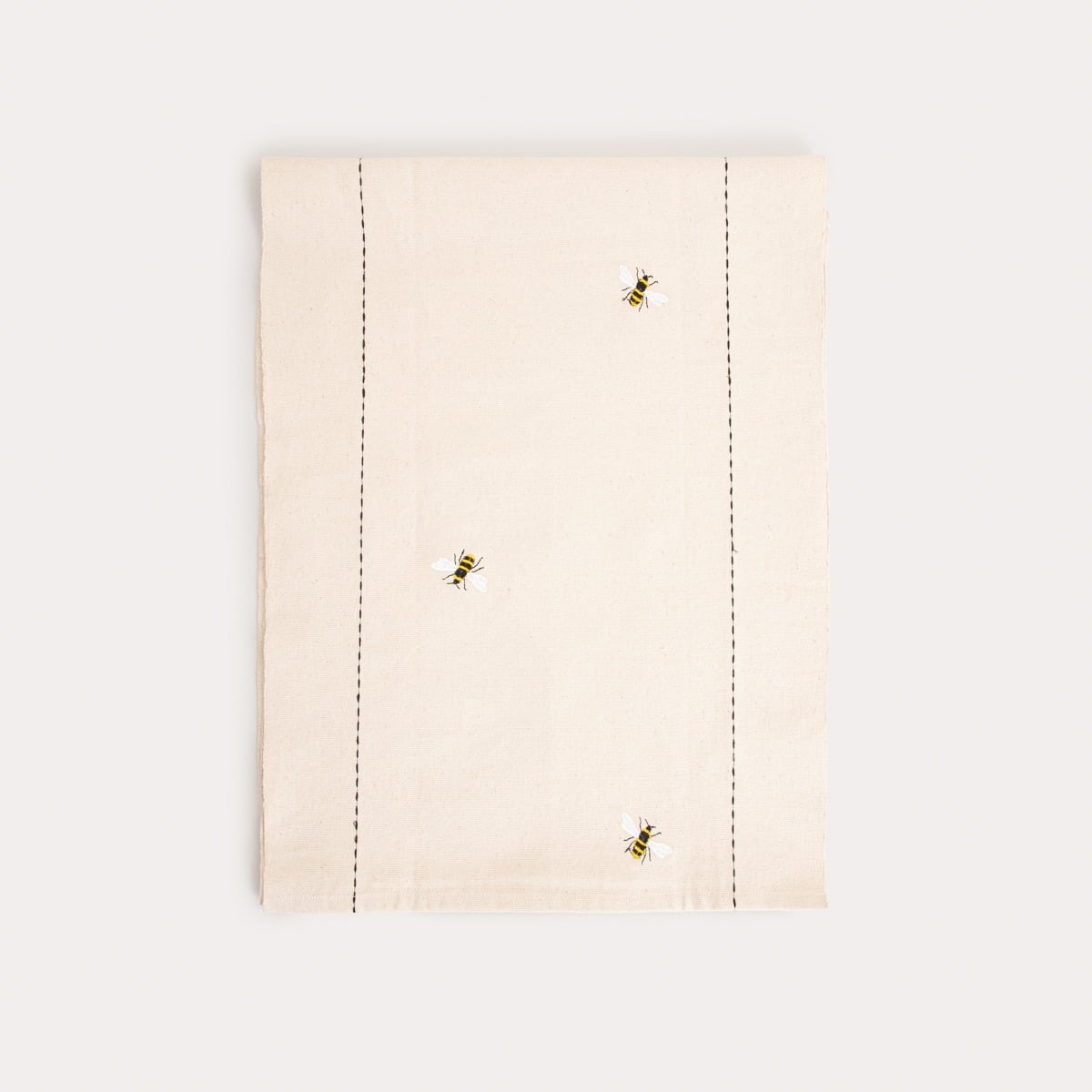 BIENA Cotton Table Runner with Embroidered Bees 40x160cm