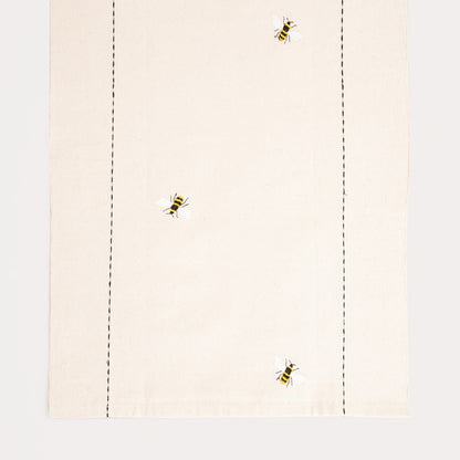 BIENA Cotton Table Runner with Embroidered Bees 40x160cm