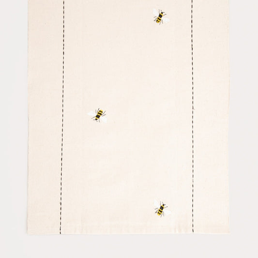 BIENA Cotton Table Runner with Embroidered Bees 40x160cm