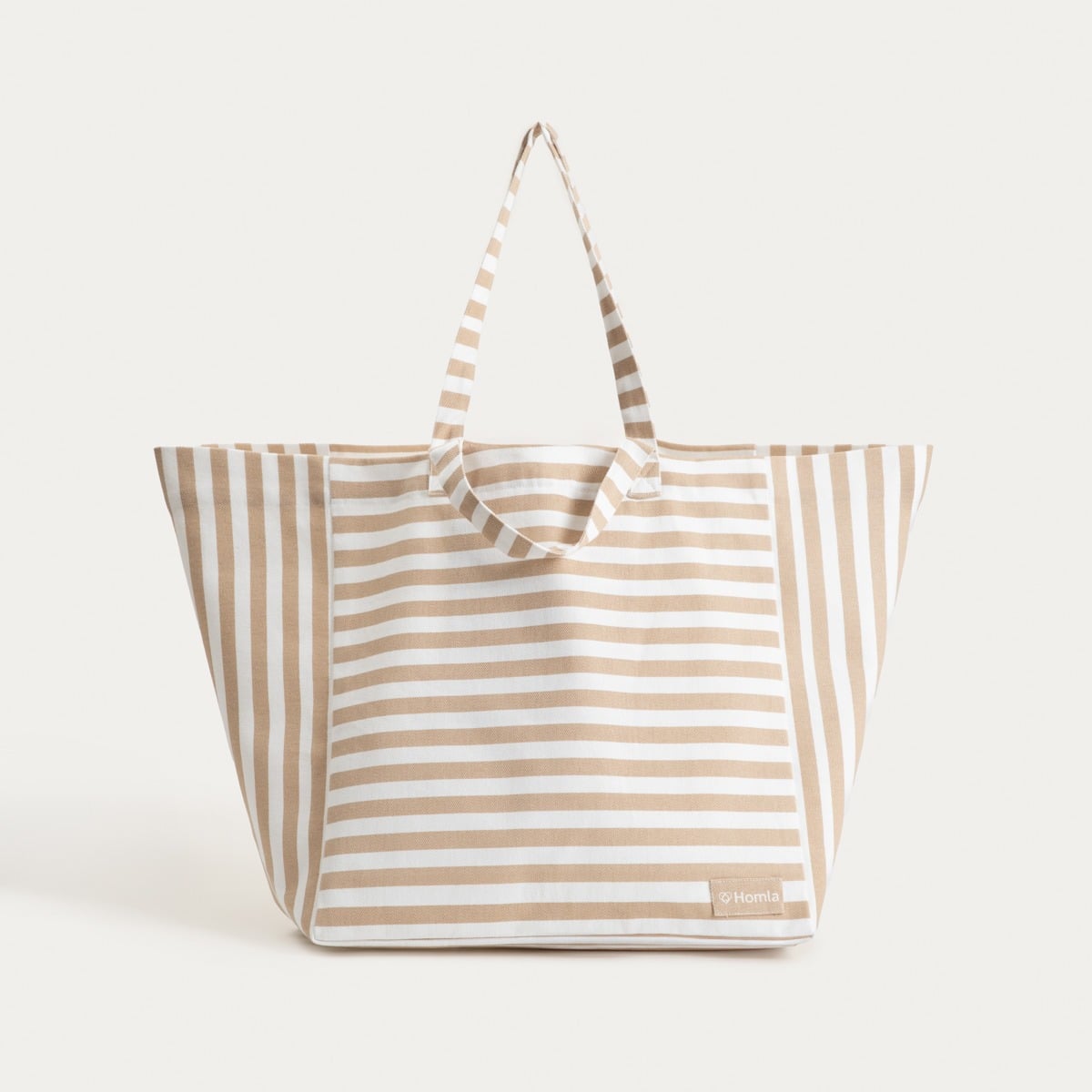 TAVI Cotton Beach Bag with Beige Stripes