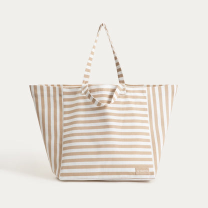 TAVI Cotton Beach Bag with Beige Stripes