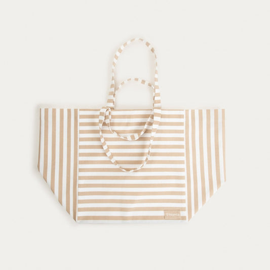 TAVI Cotton Beach Bag with Beige Stripes