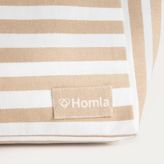 TAVI Cotton Beach Bag with Beige Stripes