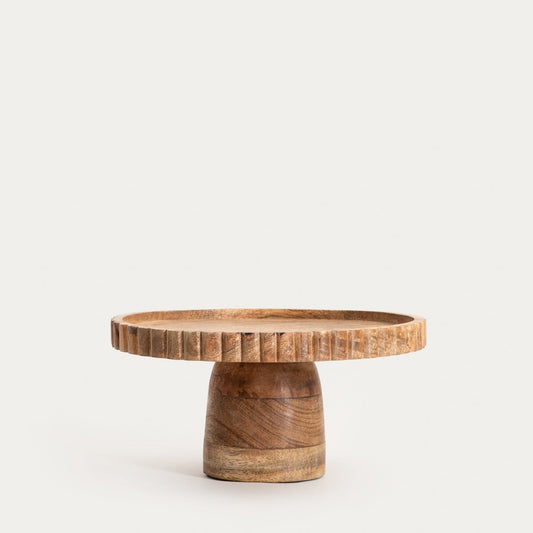 Linea Mango Wooden Serving Platter on Leg with Irregular Rim 25x12 cm