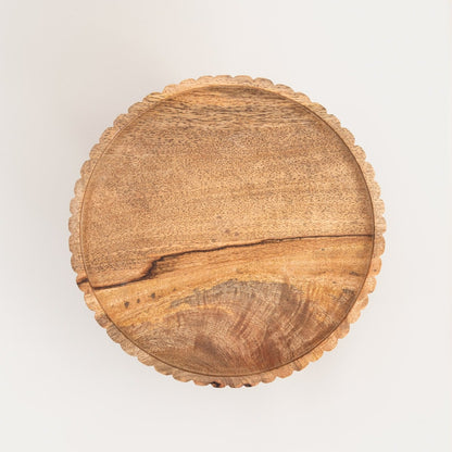 Linea Mango Wooden Serving Platter on Leg with Irregular Rim 25x12 cm