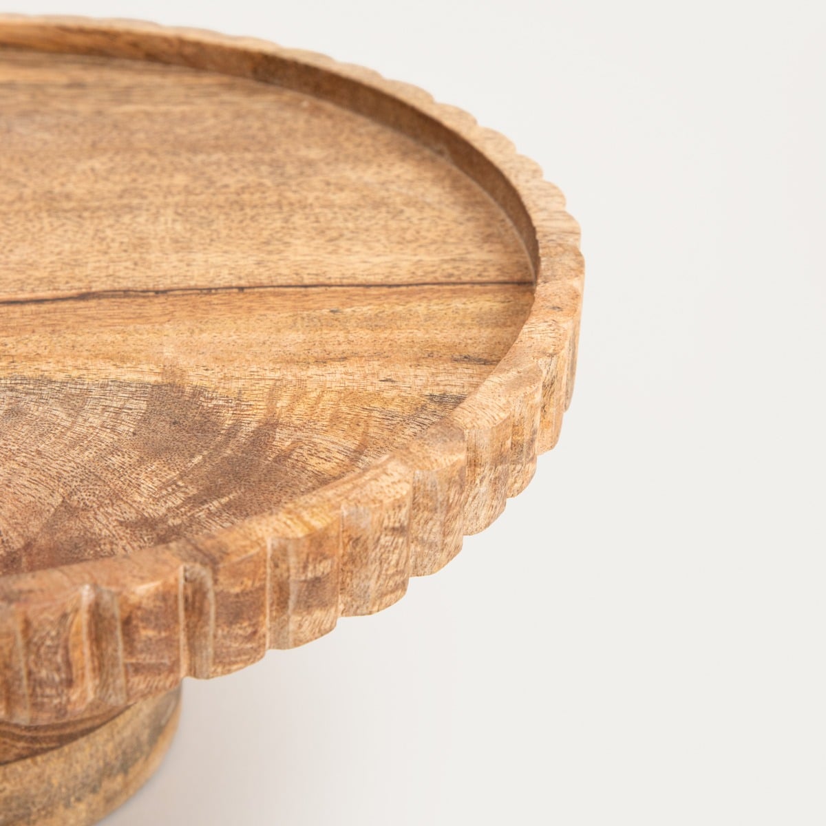 Linea Mango Wooden Serving Platter on Leg with Irregular Rim 25x12 cm