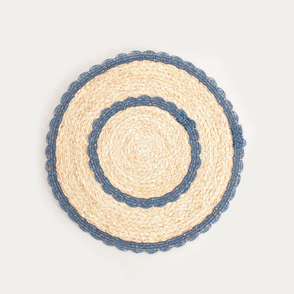 MAIZO Navy Blue Pattern Table Mats Set of 2 - 38cm