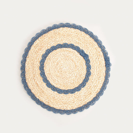 MAIZO Navy Blue Pattern Table Mats Set of 2 - 38cm