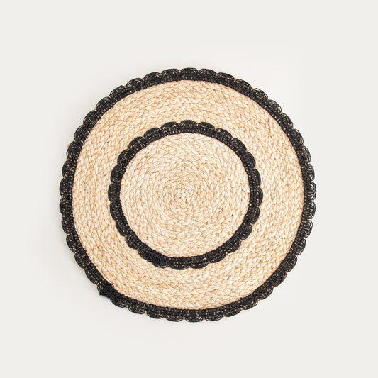 MAIZO Black Pattern Table Mats Set of 2, 38cm
