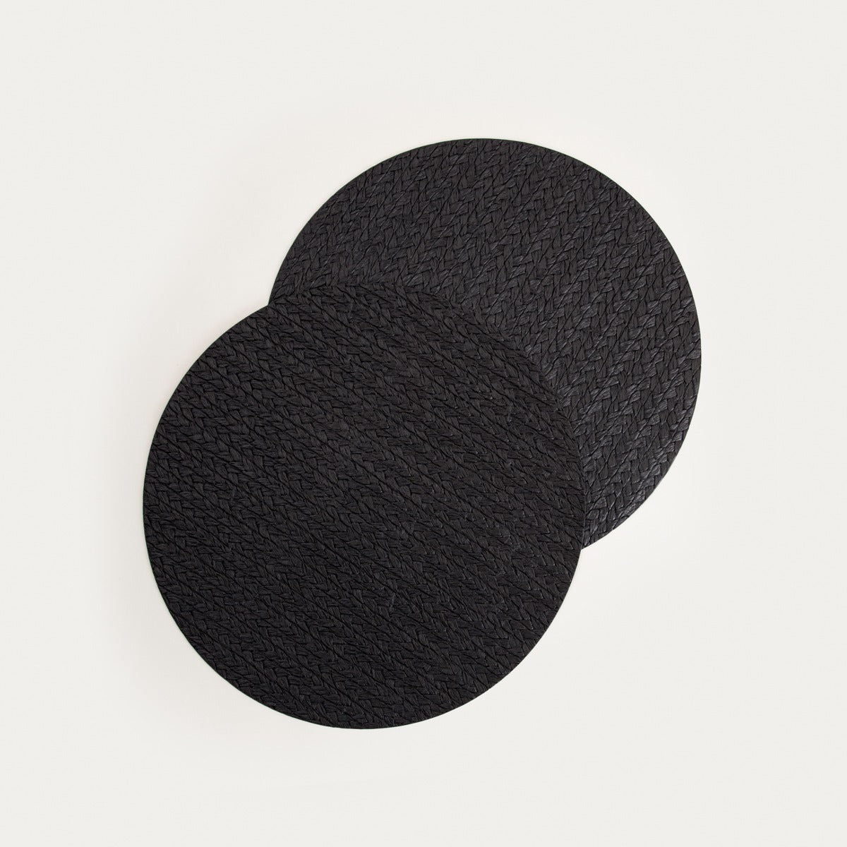 MORELLA Black Table Mats Set of 2, 38cm Round Dining Pads