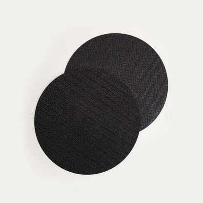 MORELLA Black Table Mats Set of 2, 38cm Round Dining Pads