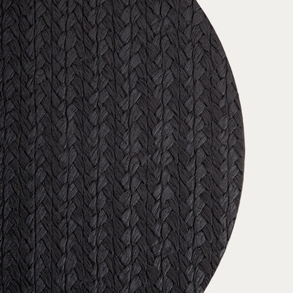 MORELLA Black Table Mats Set of 2, 38cm Round Dining Pads