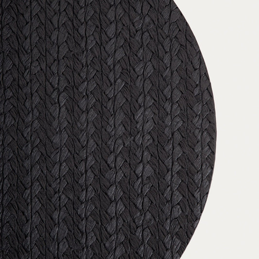 MORELLA Black Table Mats Set of 2, 38cm Round Dining Pads