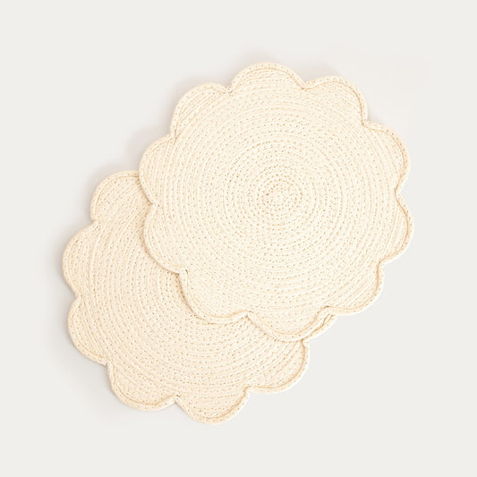 TALA Ecru Table Mats Set of 2 - 38cm Round Dining Pads