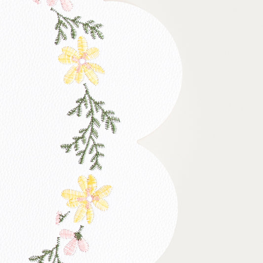 FLORIVA Ecru Table Mats with Decorative Embroidery, Set of 2, 38cm