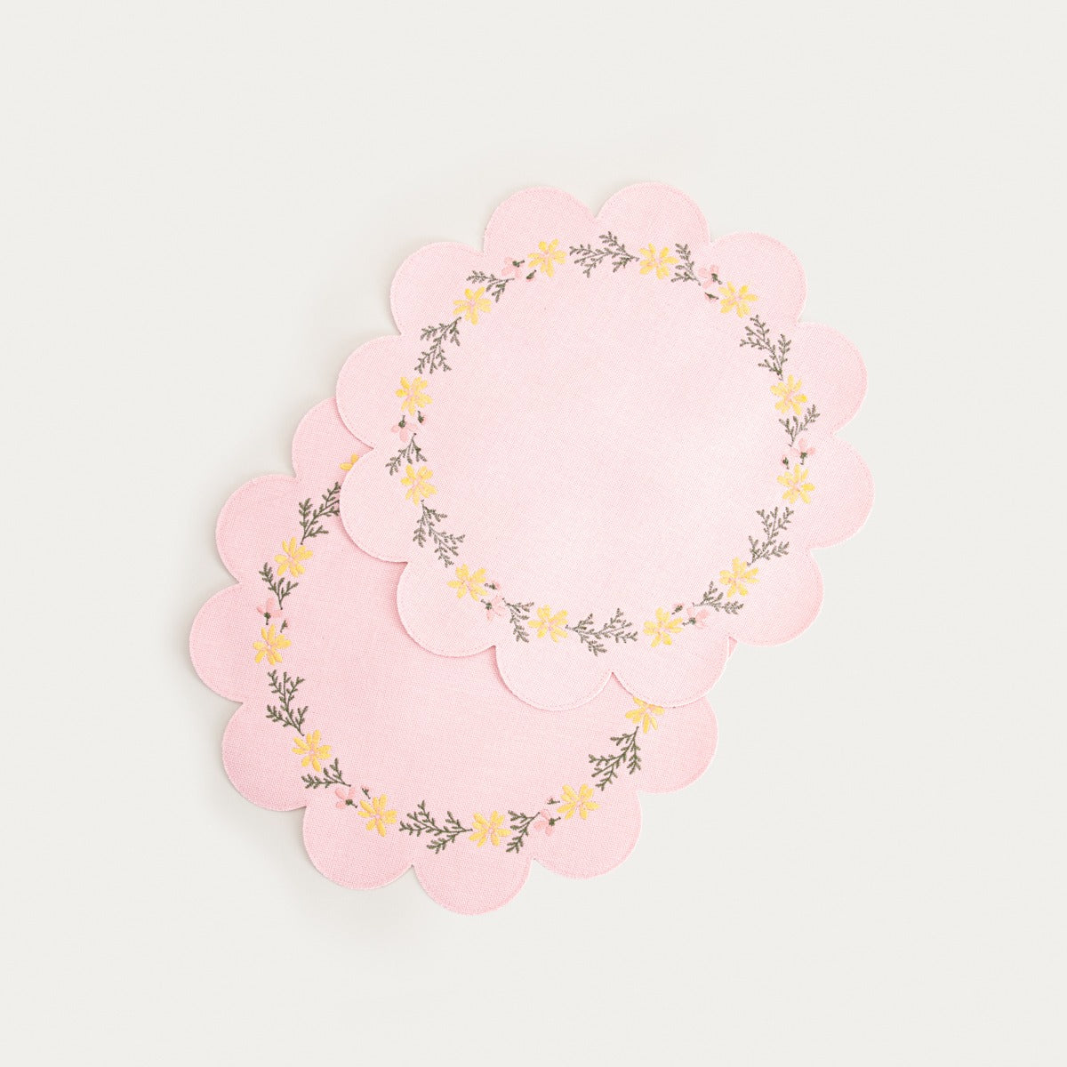 Florea Pink Embroidered Table Mats Set of 2 - 38cm