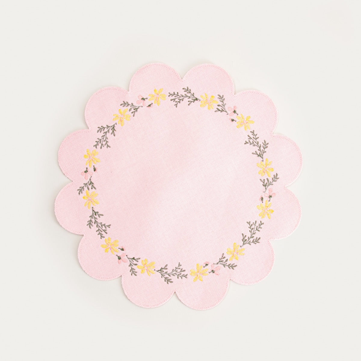 Florea Pink Embroidered Table Mats Set of 2 - 38cm