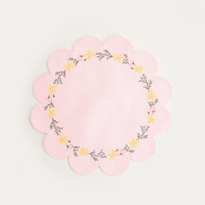 Florea Pink Embroidered Table Mats Set of 2 - 38cm
