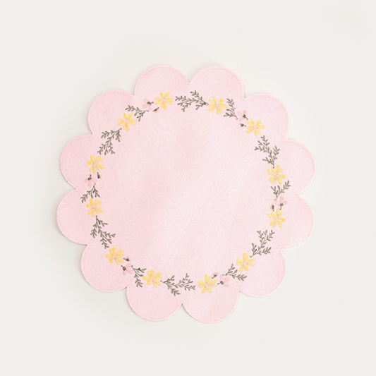 Florea Pink Embroidered Table Mats Set of 2 - 38cm