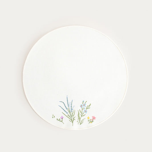 ZAIRA Ecru Table Mats with Decorative Floral Embroidery - Set of 2