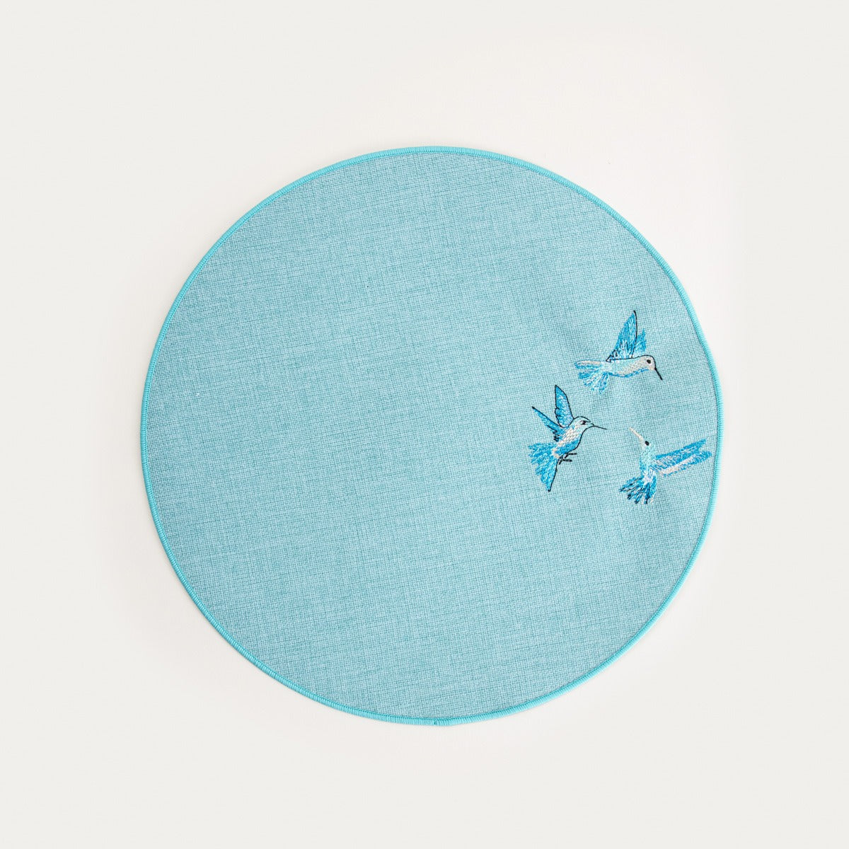 ISOLINA Table Mats with Embroidered Hummingbirds, Set of 2, 38cm