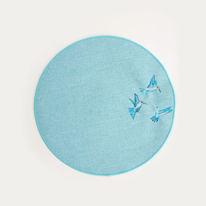 ISOLINA Table Mats with Embroidered Hummingbirds, Set of 2, 38cm