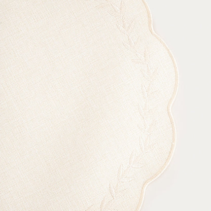 RAMINE Ecru Table Mats with Decorative Embroidery, Set of 2, 38cm