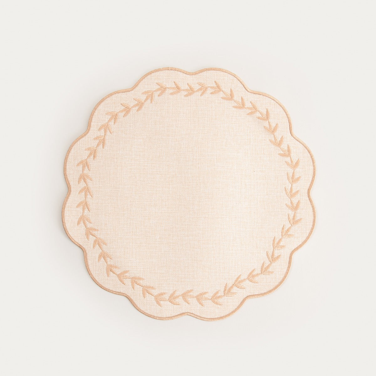 RAMINE Beige Embroidered Table Mats Set of 2, 38cm